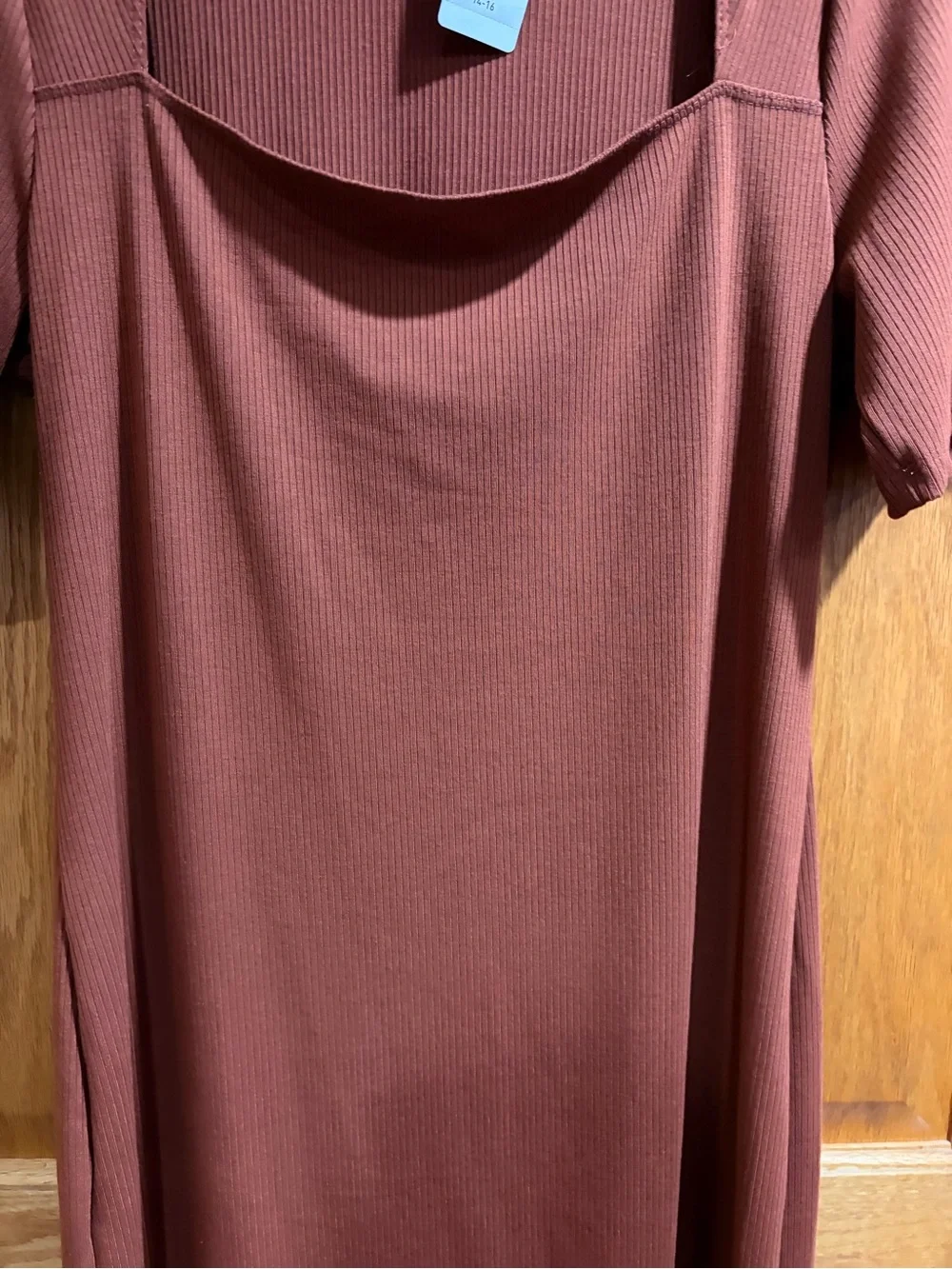NWT TORRID 1 SQUARE NECK SHORT SLEEVED RIBBED MIDI BODYCON DRESS RUST/TERRACOTTA
